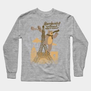 Paris King Kong Bear Eiffel Tower Long Sleeve T-Shirt